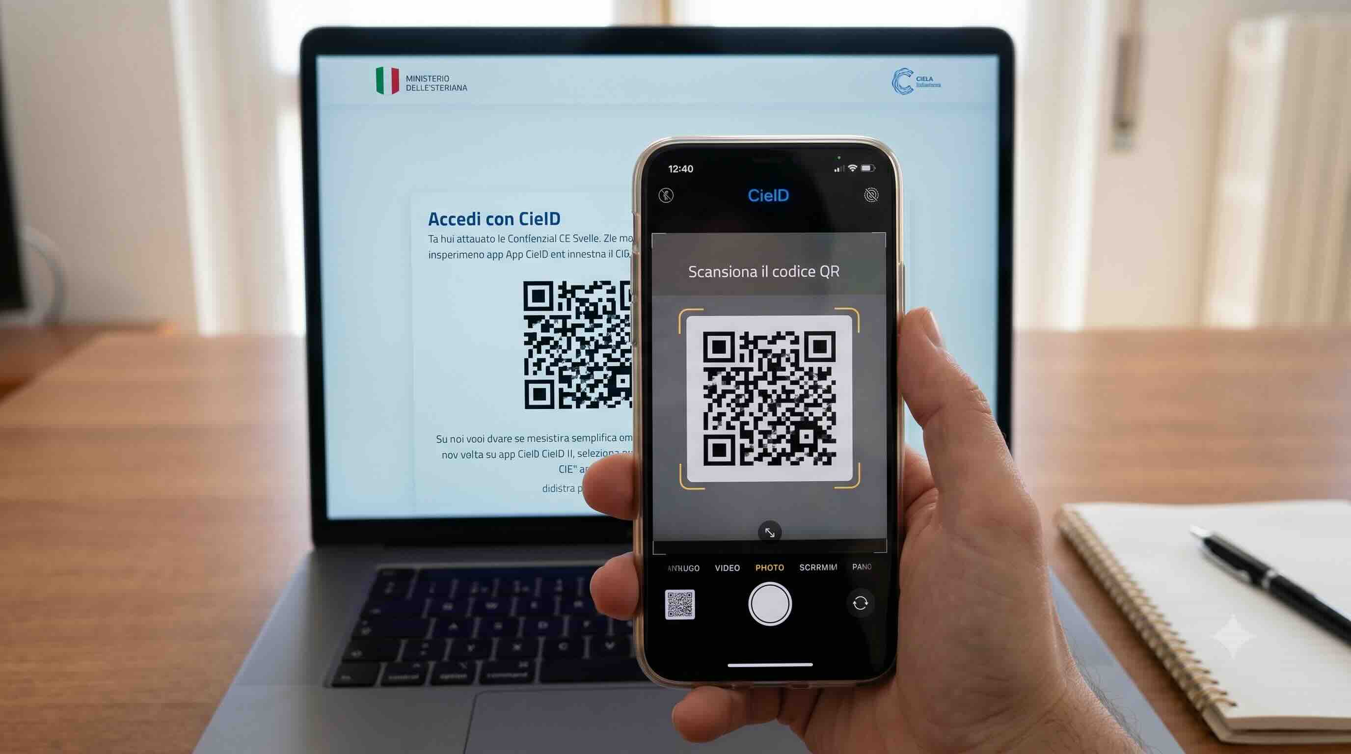 Accesso con QR code dal computer